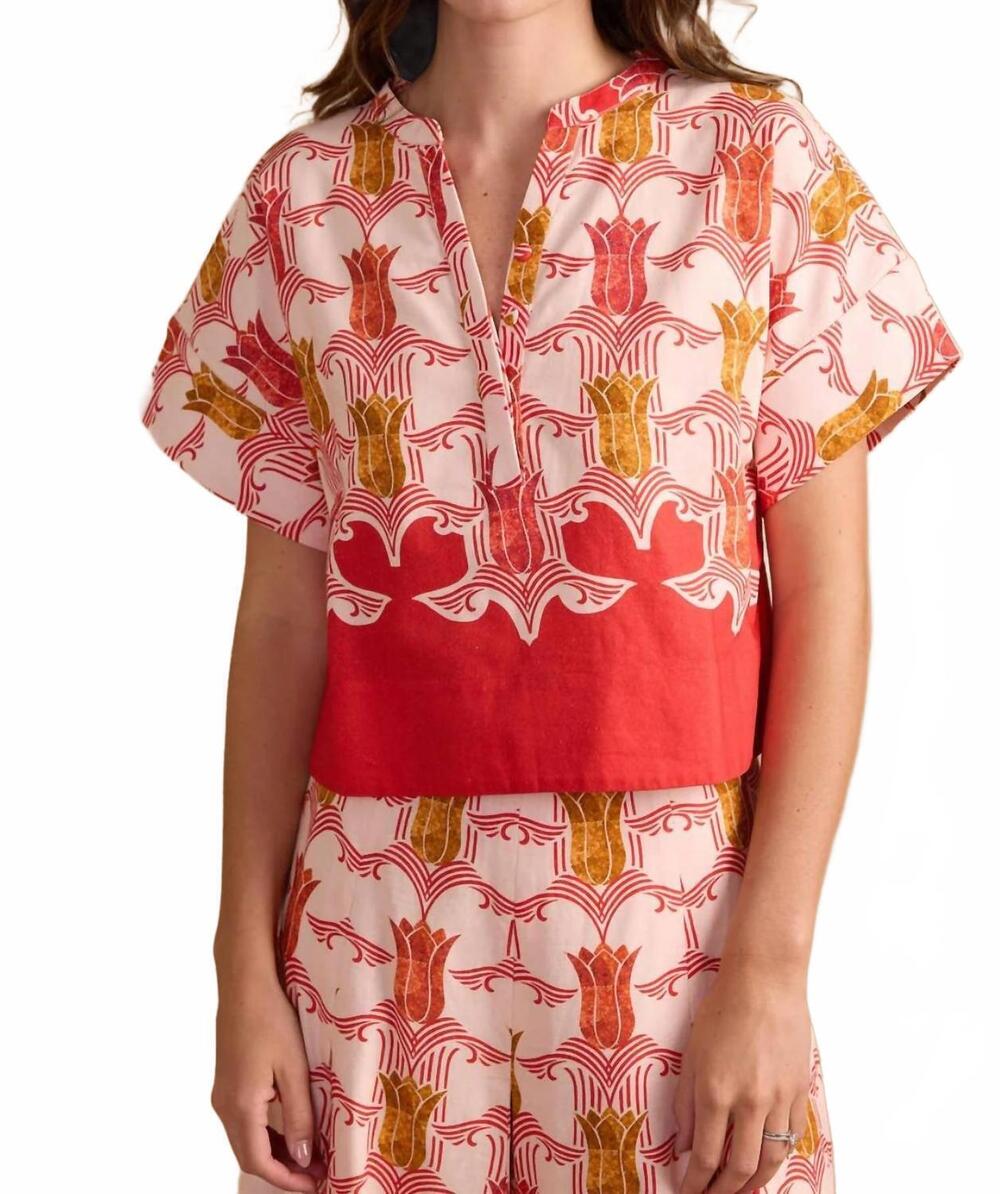 NEW THOMAS & LOURDES london short sleeve top in desert tulip